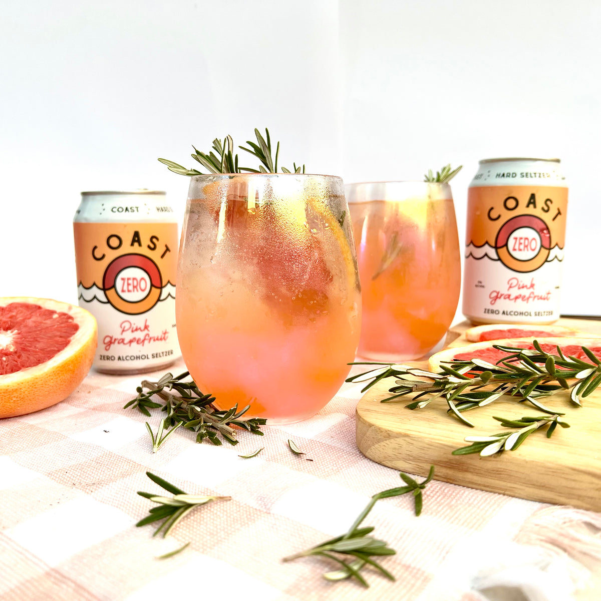 Coast Zero Pink Grapefruit & Rosemary Mocktail Coast Seltzer